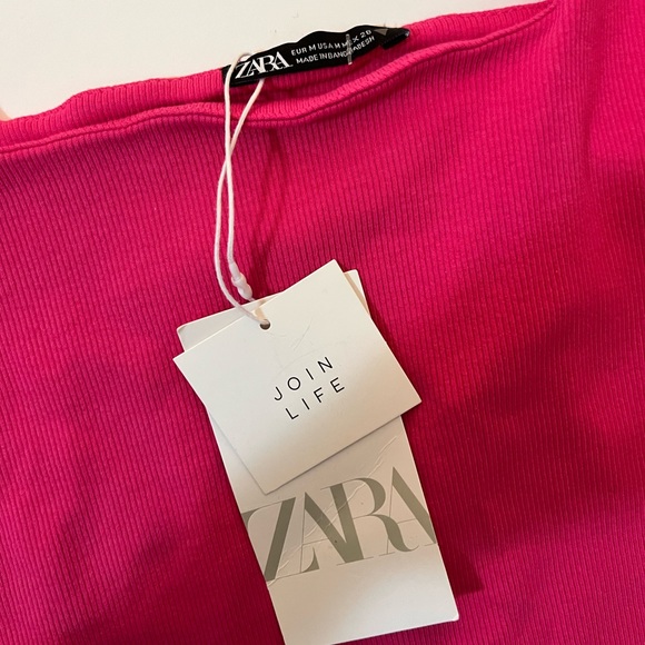 Pink Zara Square Neck Ribbed Crop - Picture 4 of 5
